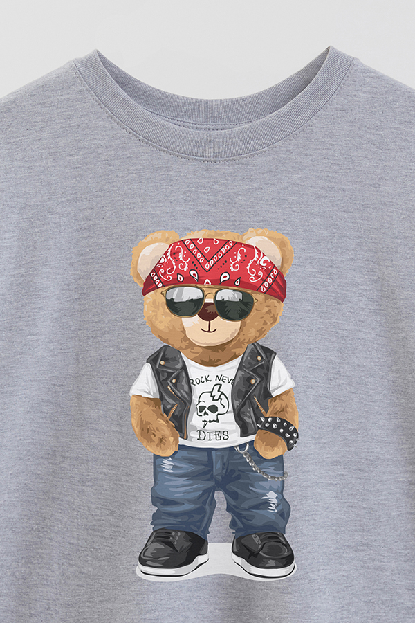 REMERA OVER ESTAMPADA UNISEX TEDDY ROCK NEVER DIES