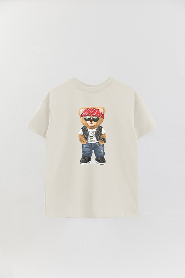 REMERA OVER ESTAMPADA UNISEX TEDDY ROCK NEVER DIES