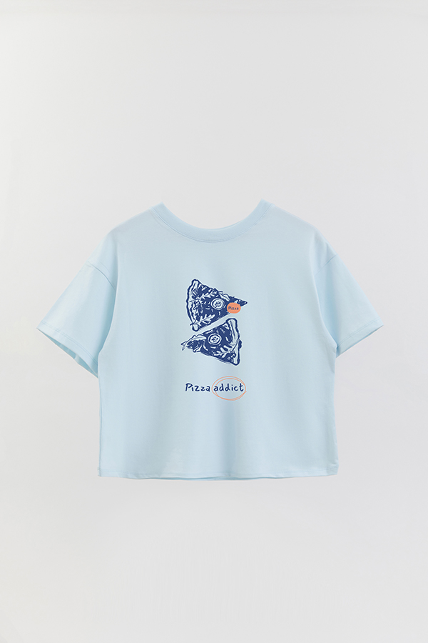REMERA CROP ESTAMPADA ITALY PIZZA ADDICT
