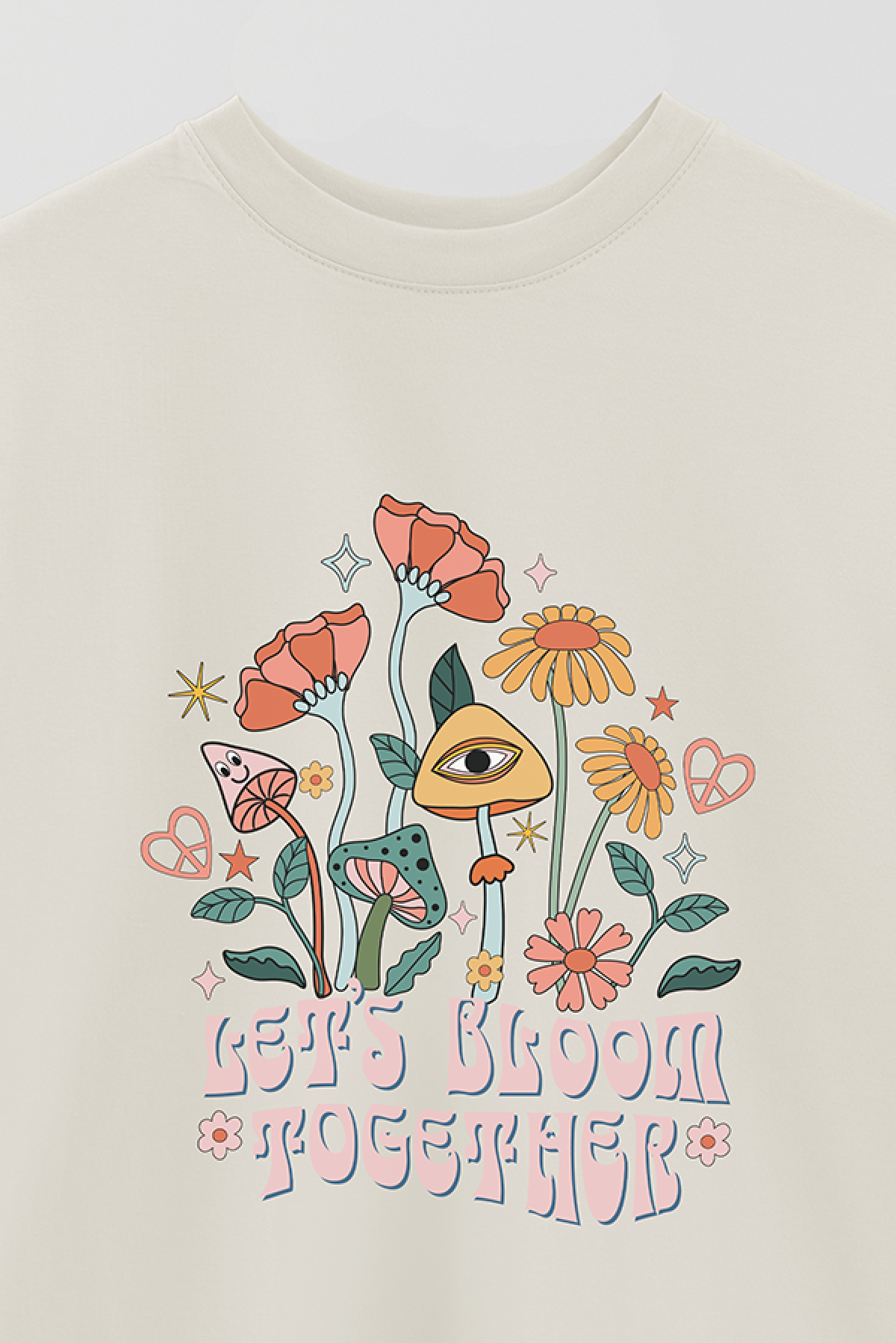 REMERA OVER ESTAMPADA BH2 LET'S BLOOM