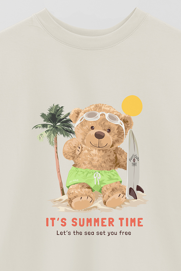 REMERA OVER ESTAMPADA UNISEX TEDDY SURF CLUB 1991