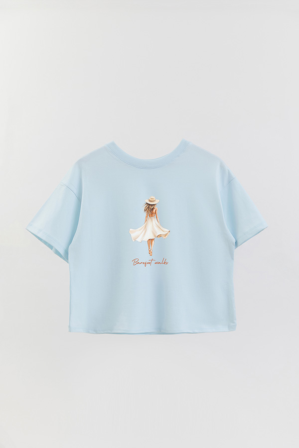 REMERA CROP ESTAMPADA COASTAL BAREFOOT WALKS