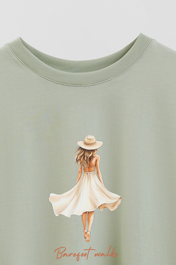REMERA CROP ESTAMPADA COASTAL BAREFOOT WALKS