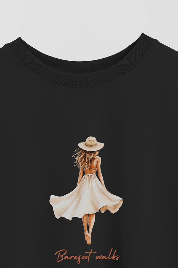 REMERA CROP ESTAMPADA COASTAL BAREFOOT WALKS