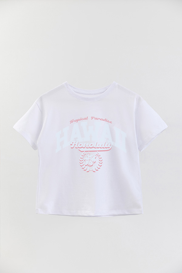 REMERA GIRL OVER TROPICAL PARADISE