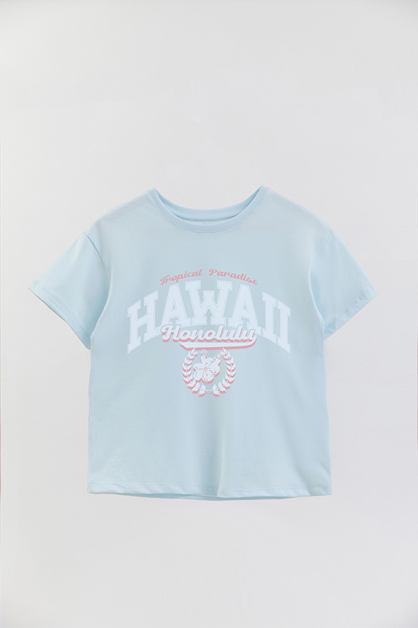 REMERA GIRL OVER TROPICAL PARADISE