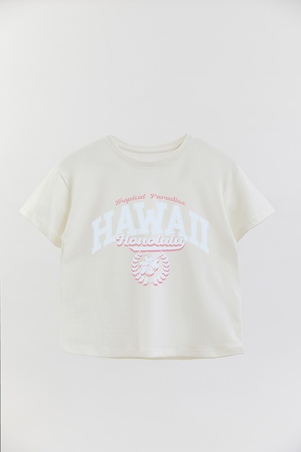 REMERA GIRL OVER TROPICAL PARADISE