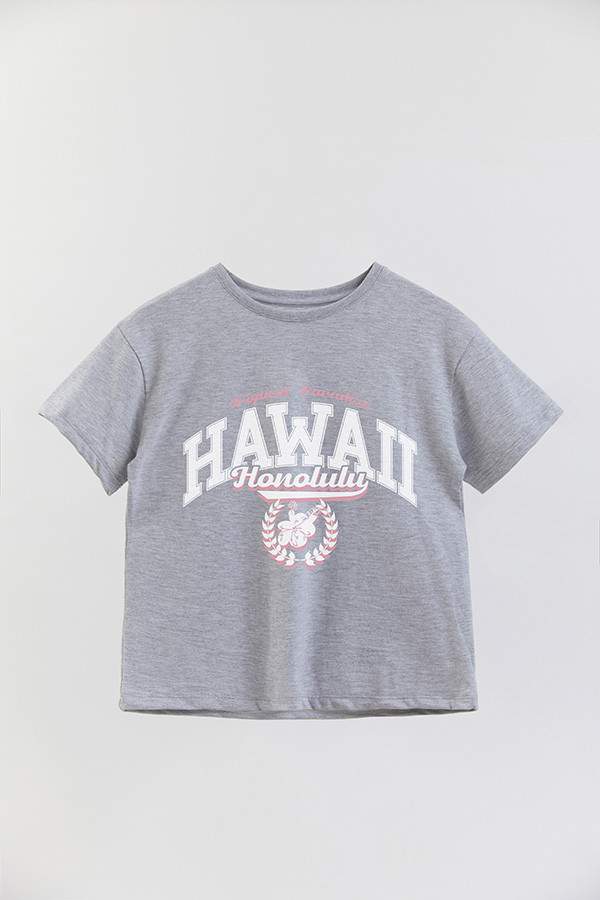 REMERA GIRL OVER TROPICAL PARADISE