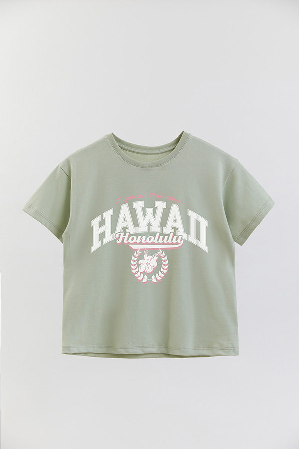 REMERA GIRL OVER TROPICAL PARADISE