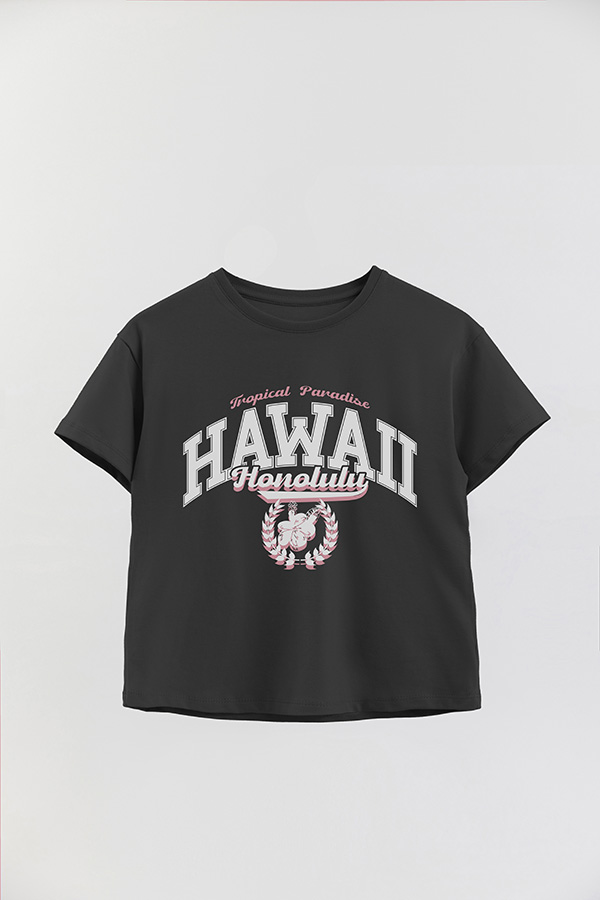 REMERA GIRL OVER TROPICAL PARADISE