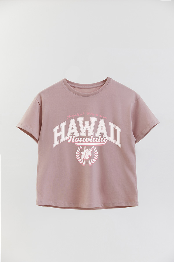 REMERA GIRL OVER TROPICAL PARADISE