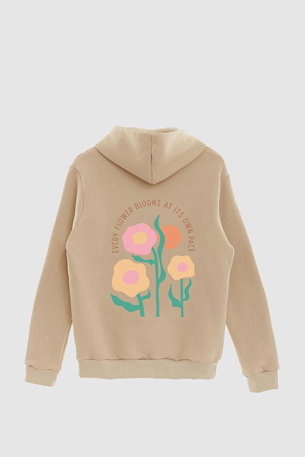 HOODIE ESTAMPADO BOHO EVERY FLOWER BLOOMS AT IT'S OWN PACE