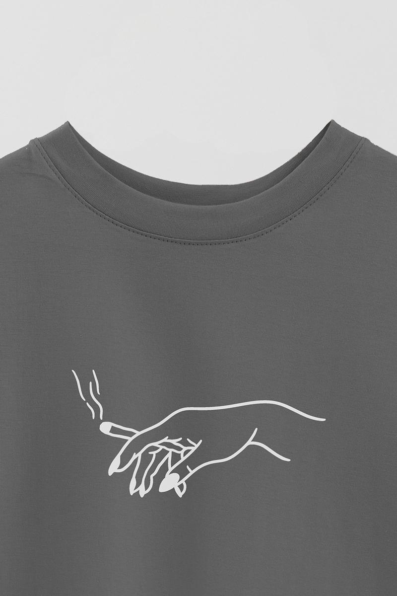 REMERA OVER ESTAMPADA UNISEX SMOKE