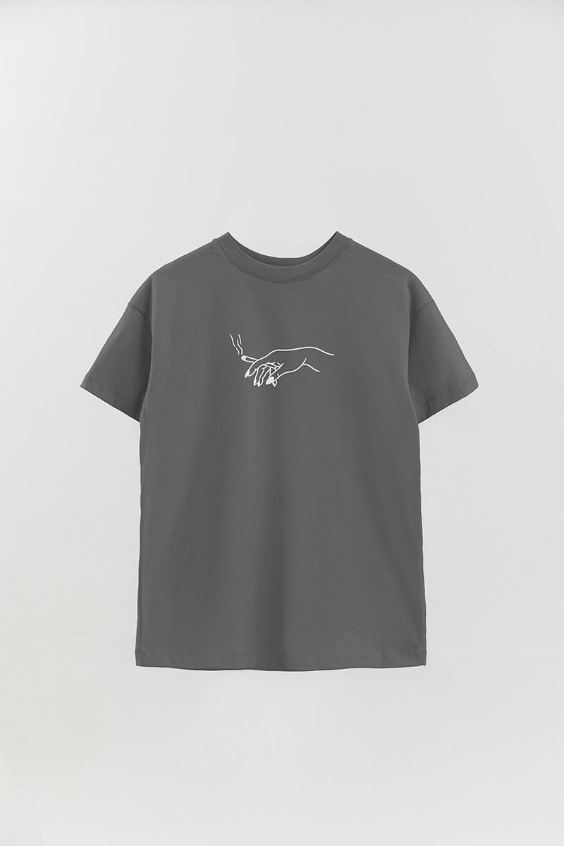 REMERA OVER ESTAMPADA UNISEX SMOKE