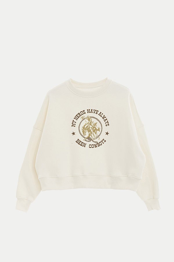 BUZO CROP ESTAMPADO TEXAN MY HEROES