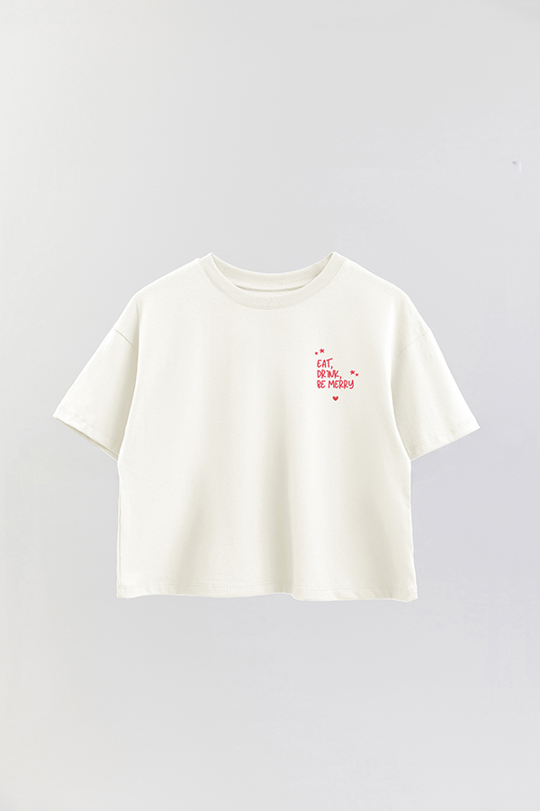 REMERA CROP ESTAMPADA RED BE MERRY