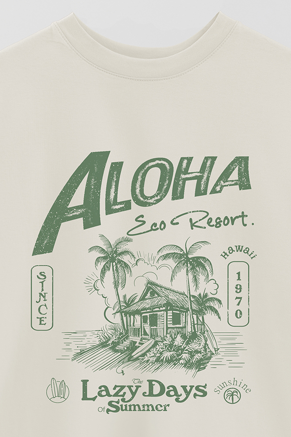 REMERA OVER ESTAMPADA ALOHA RESORT