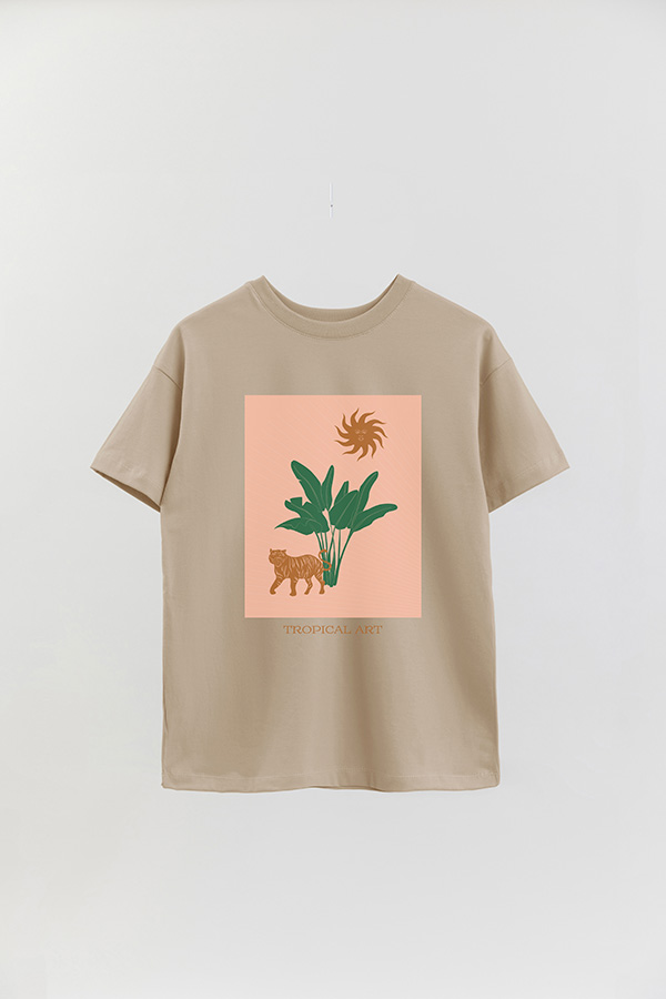 REMERA OVER ESTAMPADA TROPICAL ART