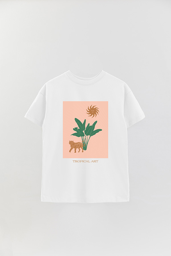 REMERA OVER ESTAMPADA TROPICAL ART
