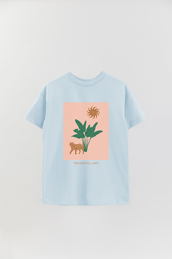 REMERA OVER ESTAMPADA TROPICAL ART