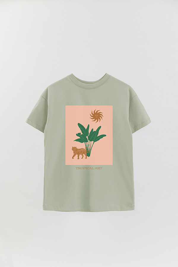 REMERA OVER ESTAMPADA TROPICAL ART