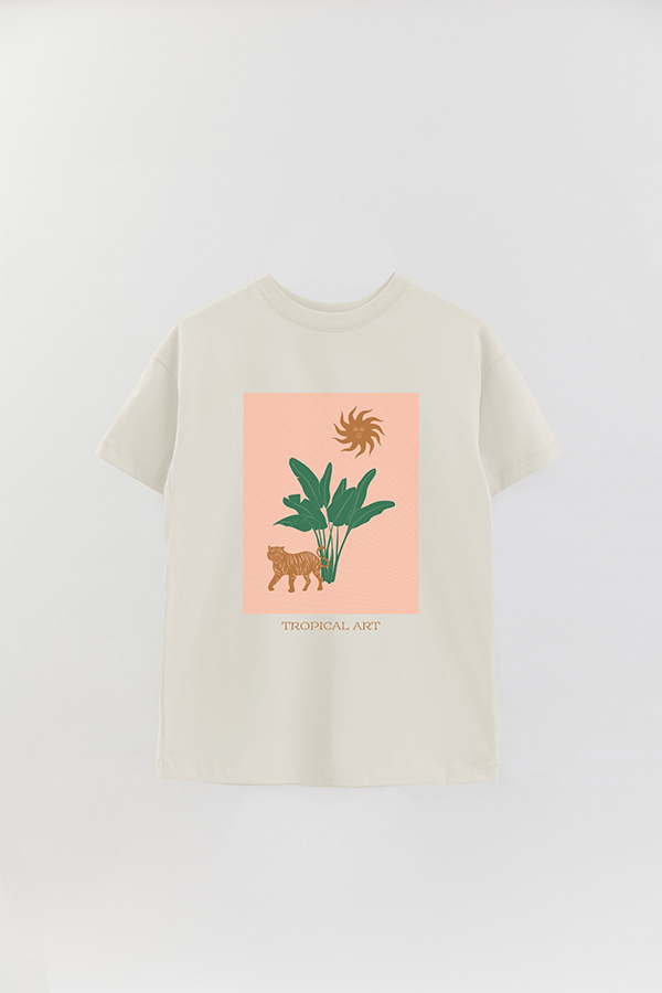 REMERA OVER ESTAMPADA TROPICAL ART