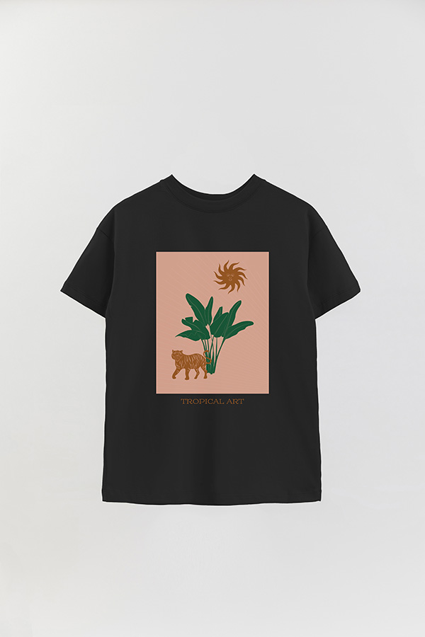 REMERA OVER ESTAMPADA TROPICAL ART