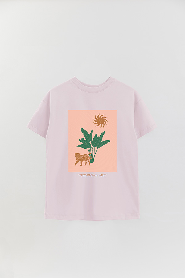 REMERA OVER ESTAMPADA TROPICAL ART