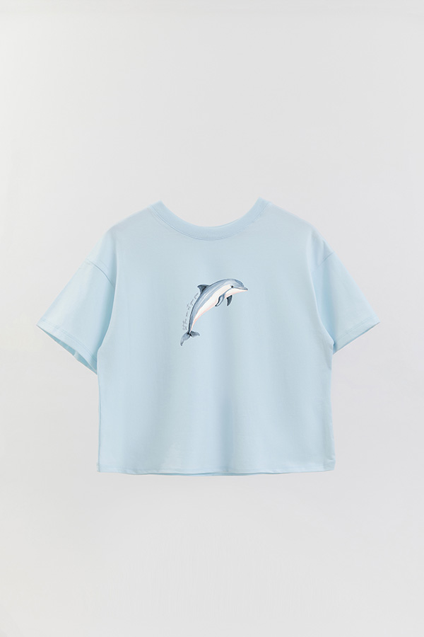 REMERA CROP ESTAMPADA COASTAL LET THE SEA SET YOU FREE