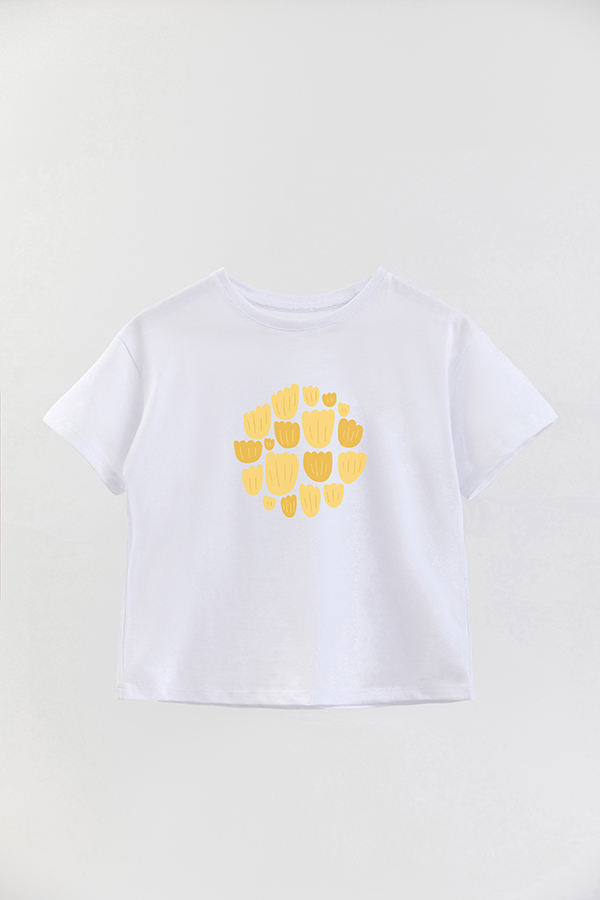 REMERA GIRL OVER BOHO ORANGE FLOWERS