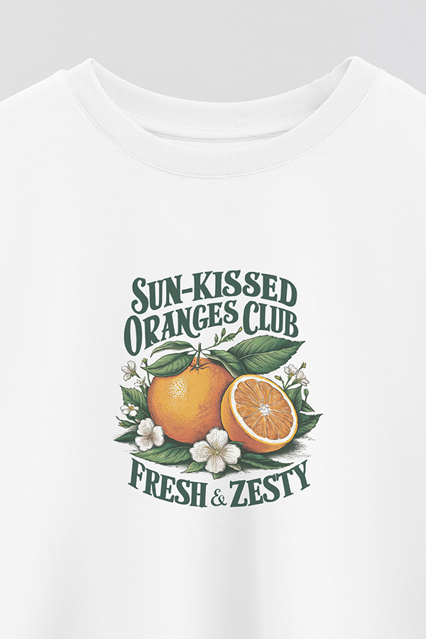 REMERA CROP ESTAMPADA HARVEST ORANGES CLUB