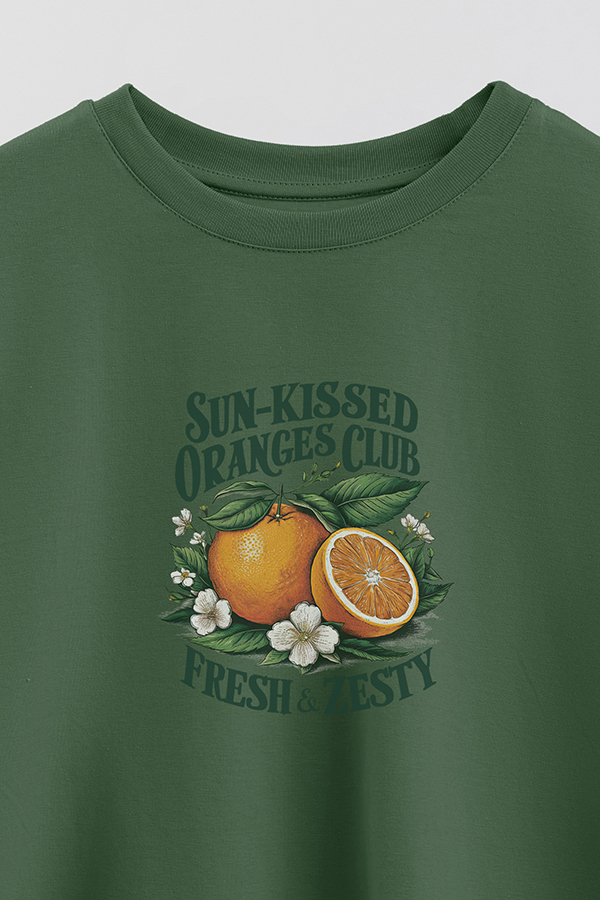 REMERA CROP ESTAMPADA HARVEST ORANGES CLUB