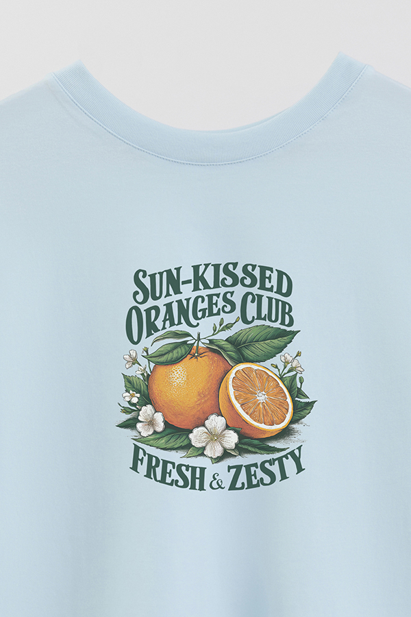 REMERA CROP ESTAMPADA HARVEST ORANGES CLUB