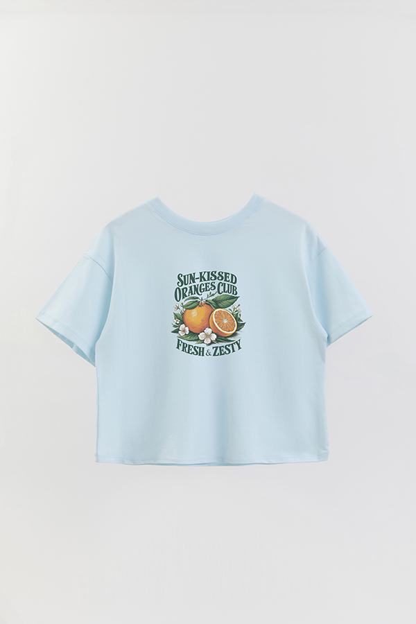 REMERA CROP ESTAMPADA HARVEST ORANGES CLUB
