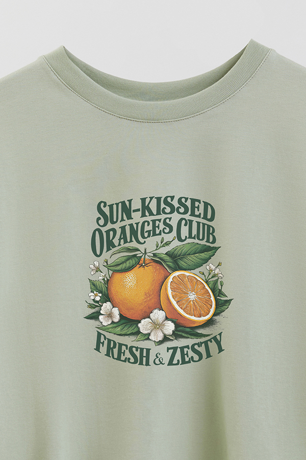 REMERA CROP ESTAMPADA HARVEST ORANGES CLUB