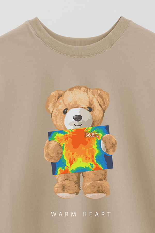 REMERA OVER ESTAMPADA UNISEX TEDDY WARM HEART