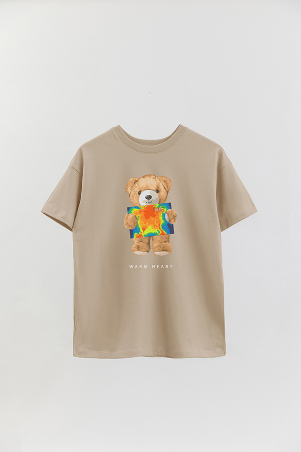 REMERA OVER ESTAMPADA UNISEX TEDDY WARM HEART