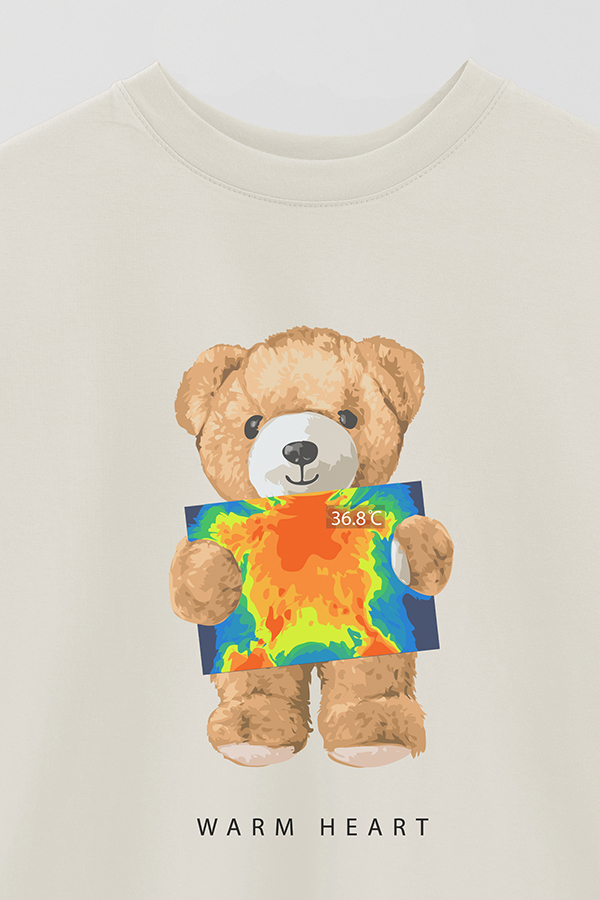 REMERA OVER ESTAMPADA UNISEX TEDDY WARM HEART