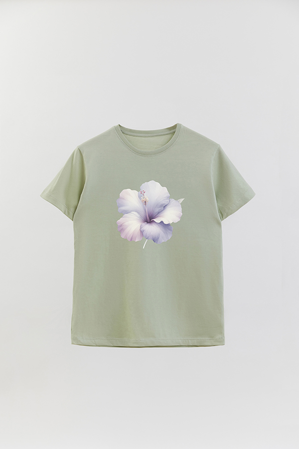 REMERA BASICA ESTAMPADA HIBISCUS B1