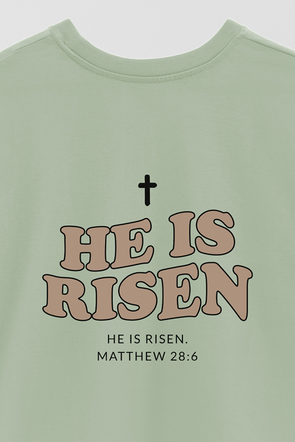 REMERA OVER ESTAMPADA UNISEX ESPALDA HE IS RISEN