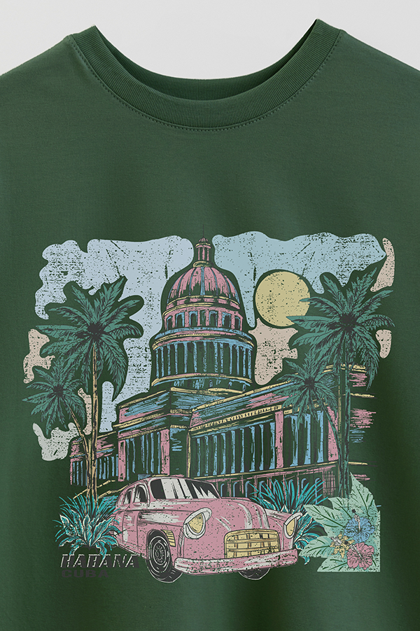 REMERA OVER ESTAMPADA HABANA CUBA