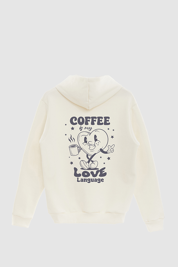 HOODIE ESTAMPADO CARTOON ILLUSTRATION COFFEE IS MY LOVE LANGUAGE