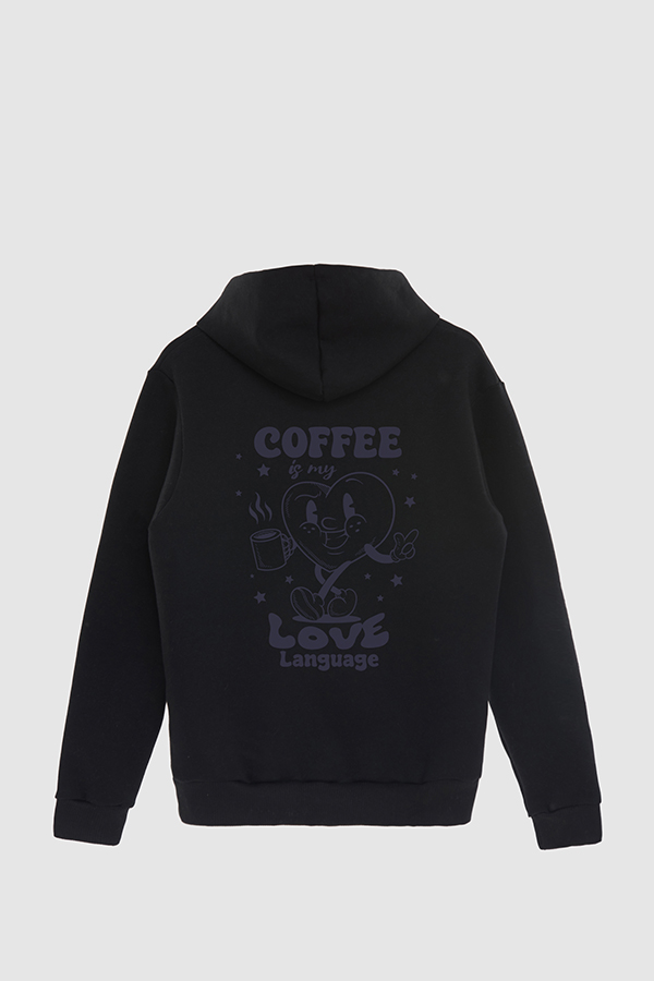 HOODIE ESTAMPADO CARTOON ILLUSTRATION COFFEE IS MY LOVE LANGUAGE