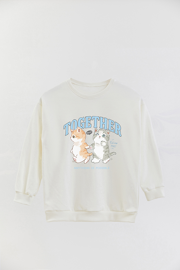 BUZO CREWNECK RUSTICO KITTY DREAMS TOGETHER