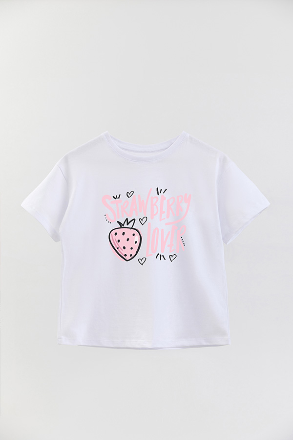 REMERA GIRL OVER STRAWBERRY