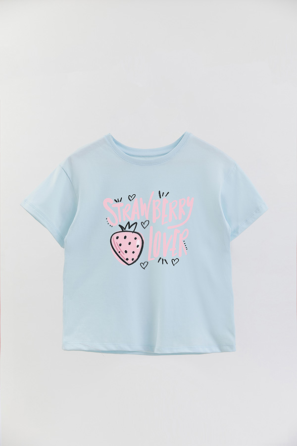 REMERA GIRL OVER STRAWBERRY