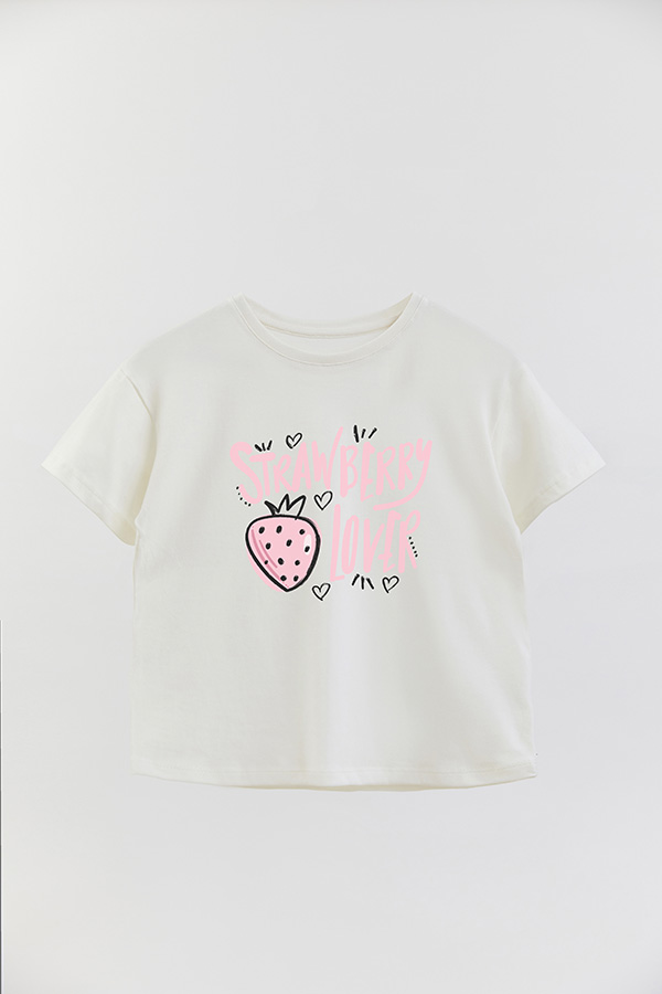 REMERA GIRL OVER STRAWBERRY