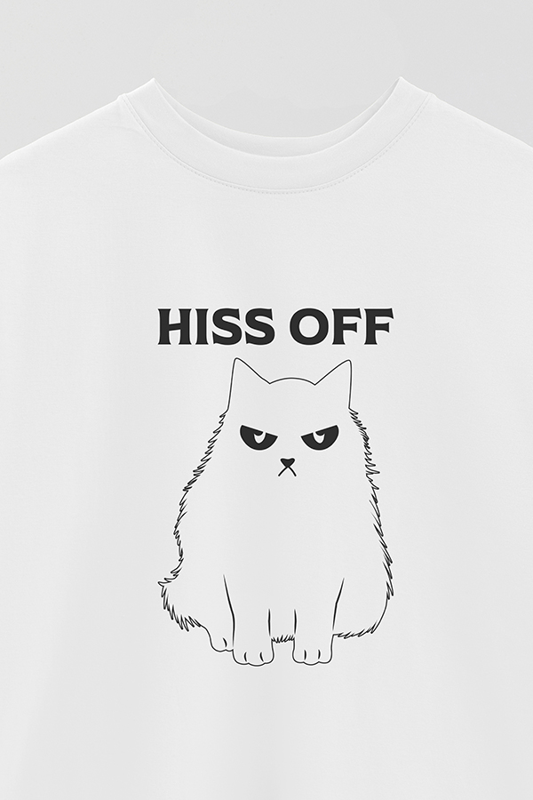 REMERA OVER ESTAMPADA CAT HISS OFF