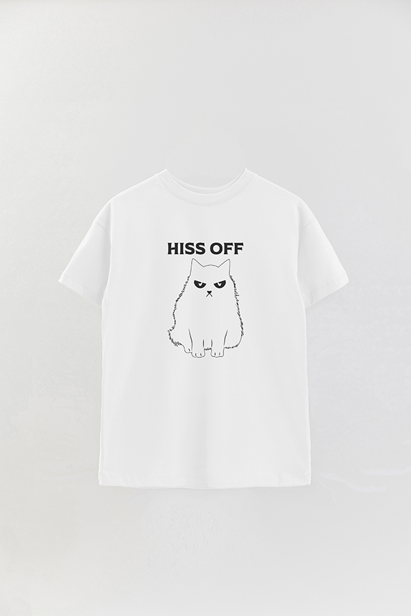 REMERA OVER ESTAMPADA CAT HISS OFF
