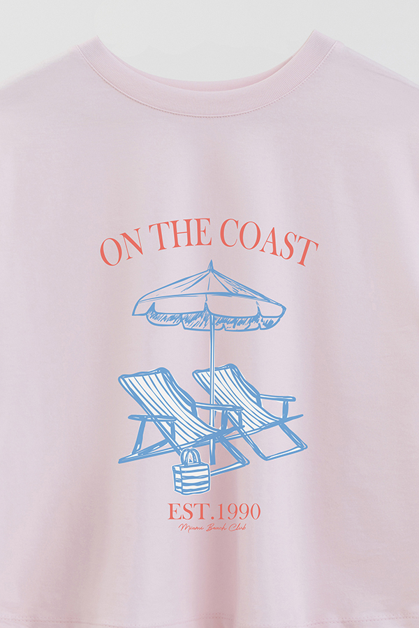 REMERA CROP ESTAMPADA ON THE COAST 1990